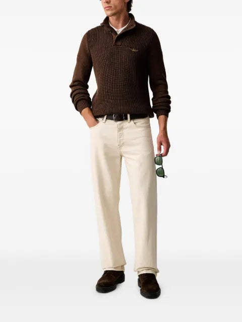 Aeronautica Militare ribbed-knit button-neck sweater