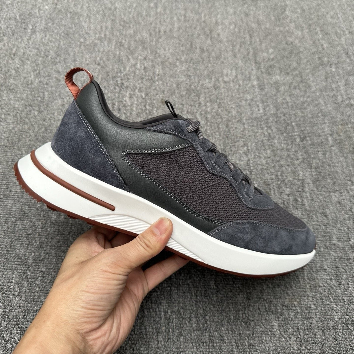 Loro Piana Men's Mesh Low-Top Sneakers - Rear Pull Tab